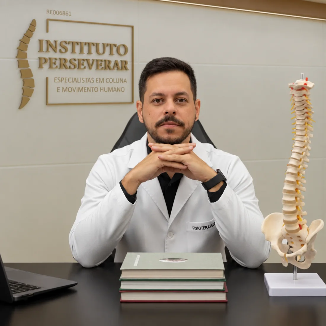 Dr. Pedro Rosário, fisioterapeuta especialista em coluna e professor de quiropraxia, no consultório do Instituto Perseverar